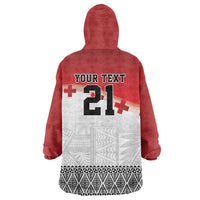 Ikale Tahi Pacific Tonga Rugby Custom Wearable Blanket Hoodie Tongan Ngatu with Flag Pattern LT9 - Polynesian Pride