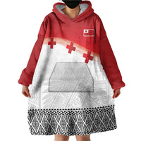 Ikale Tahi Pacific Tonga Rugby Custom Wearable Blanket Hoodie Tongan Ngatu with Flag Pattern LT9 - Polynesian Pride