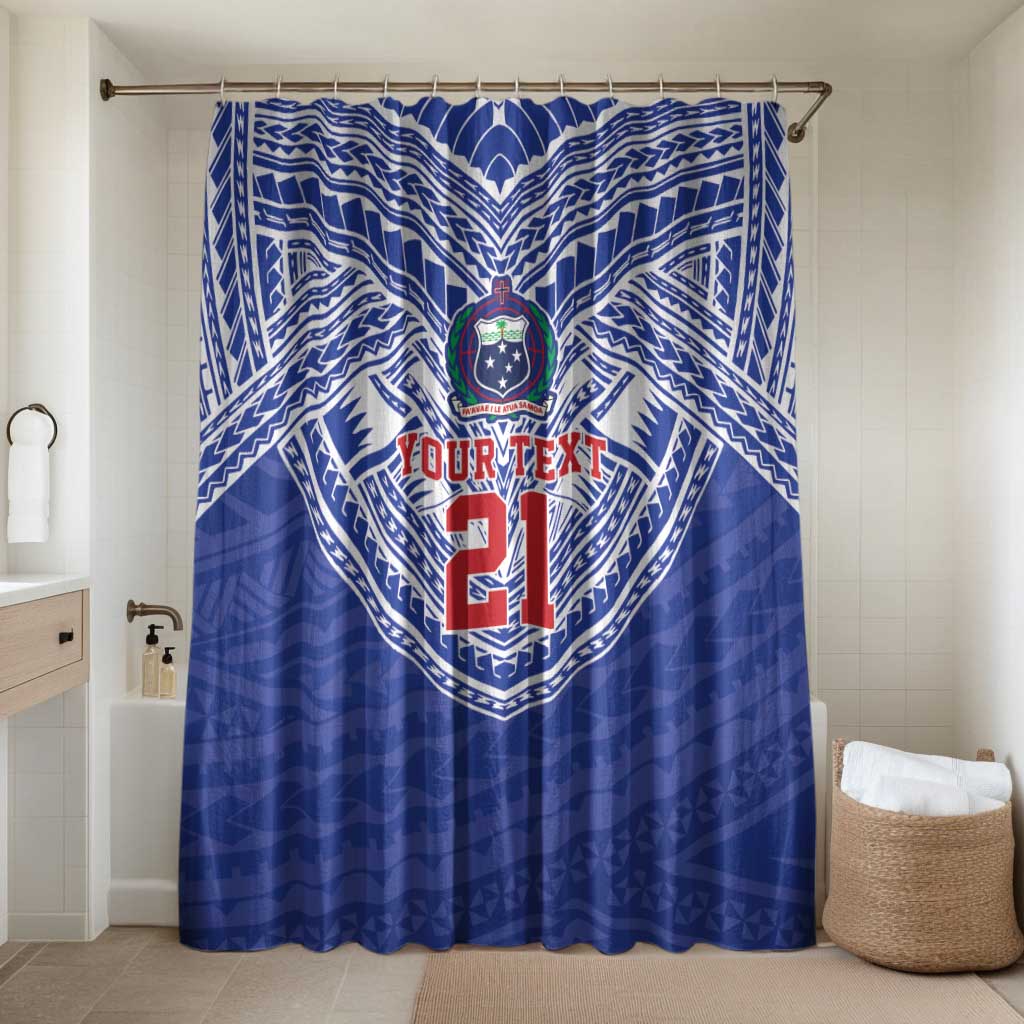 Manu Samoa Pacific Samoa Rugby Custom Bathroom Set Polynesian Pattern LT9 Shower Curtain Only Blue - Polynesian Pride