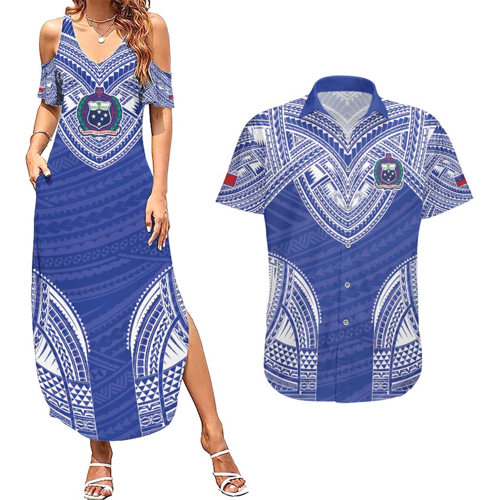 Manu Samoa Pacific Samoa Rugby Custom Couples Matching Summer Maxi Dress and Hawaiian Shirt Polynesian Pattern