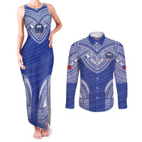 Manu Samoa Pacific Samoa Rugby Custom Couples Matching Tank Maxi Dress and Long Sleeve Button Shirt Polynesian Pattern