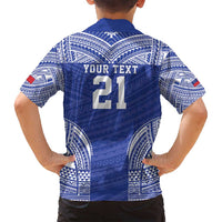 Manu Samoa Pacific Samoa Rugby Custom Family Matching Off Shoulder Maxi Dress and Hawaiian Shirt Polynesian Pattern