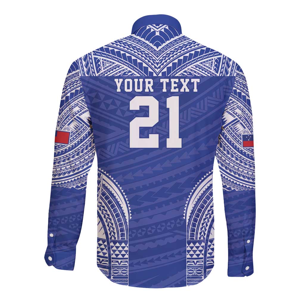 Manu Samoa Pacific Samoa Rugby Custom Long Sleeve Button Shirt Polynesian Pattern