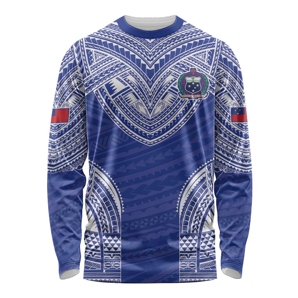 Manu Samoa Pacific Samoa Rugby Custom Long Sleeve Shirt Polynesian Pattern