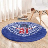Manu Samoa Pacific Samoa Rugby Custom Round Carpet Polynesian Pattern