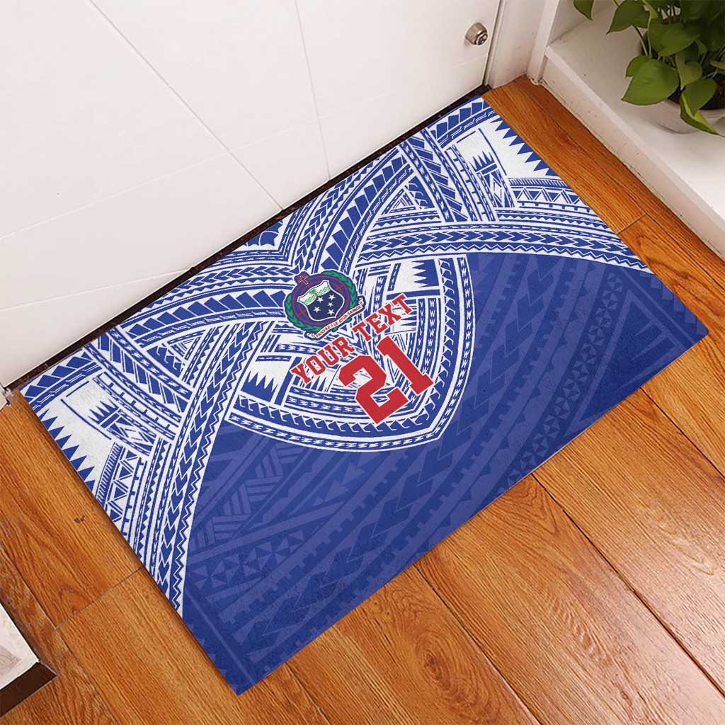 Manu Samoa Pacific Samoa Rugby Custom Rubber Doormat Polynesian Pattern