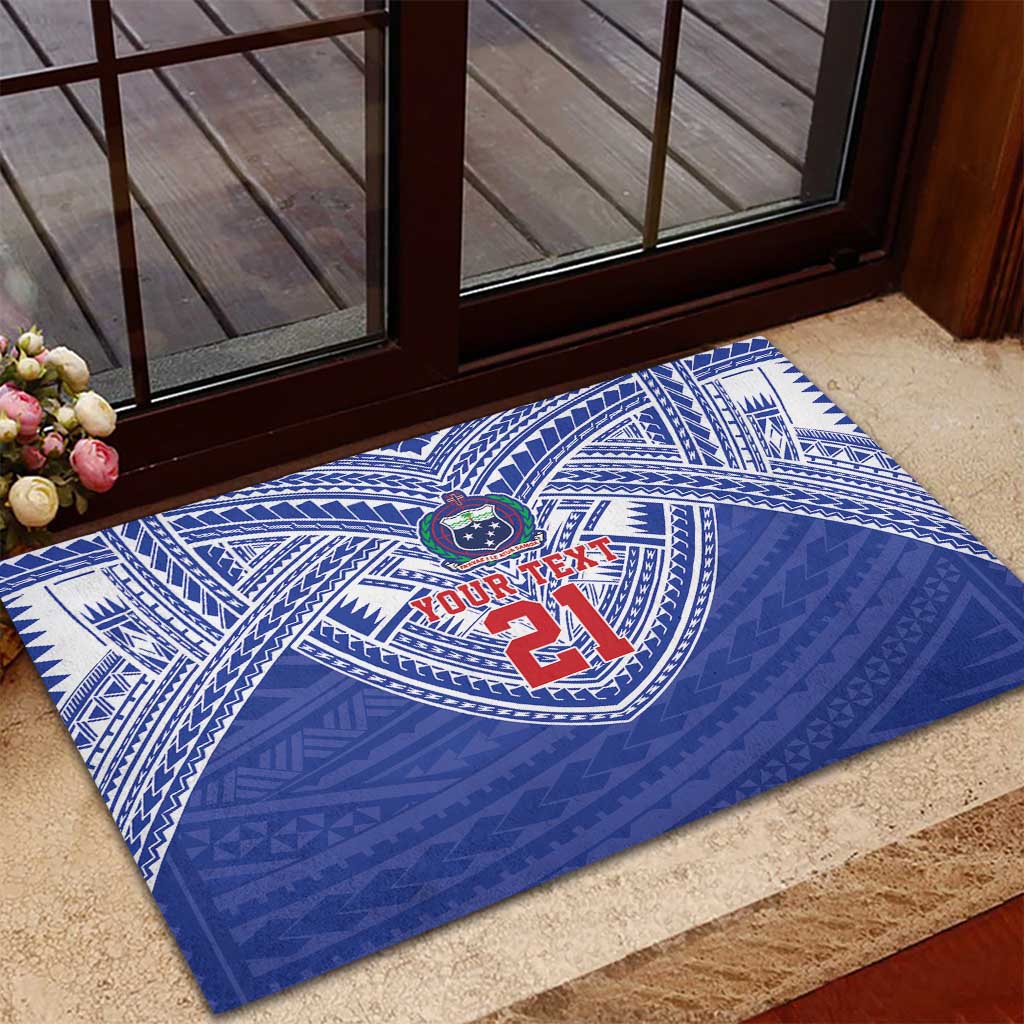 Manu Samoa Pacific Samoa Rugby Custom Rubber Doormat Polynesian Pattern