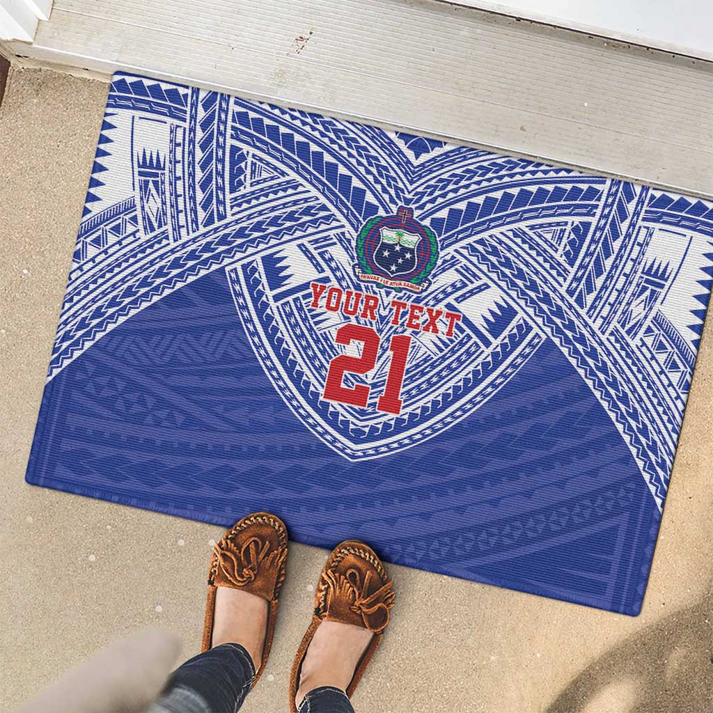 Manu Samoa Pacific Samoa Rugby Custom Rubber Doormat Polynesian Pattern