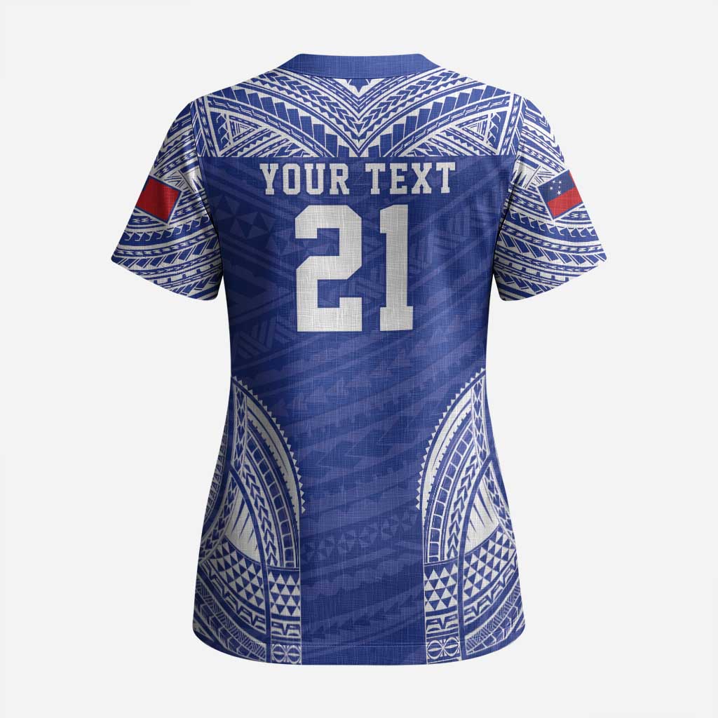 Manu Samoa Pacific Samoa Rugby Custom Scrub Top Polynesian Pattern - Polynesian Pride