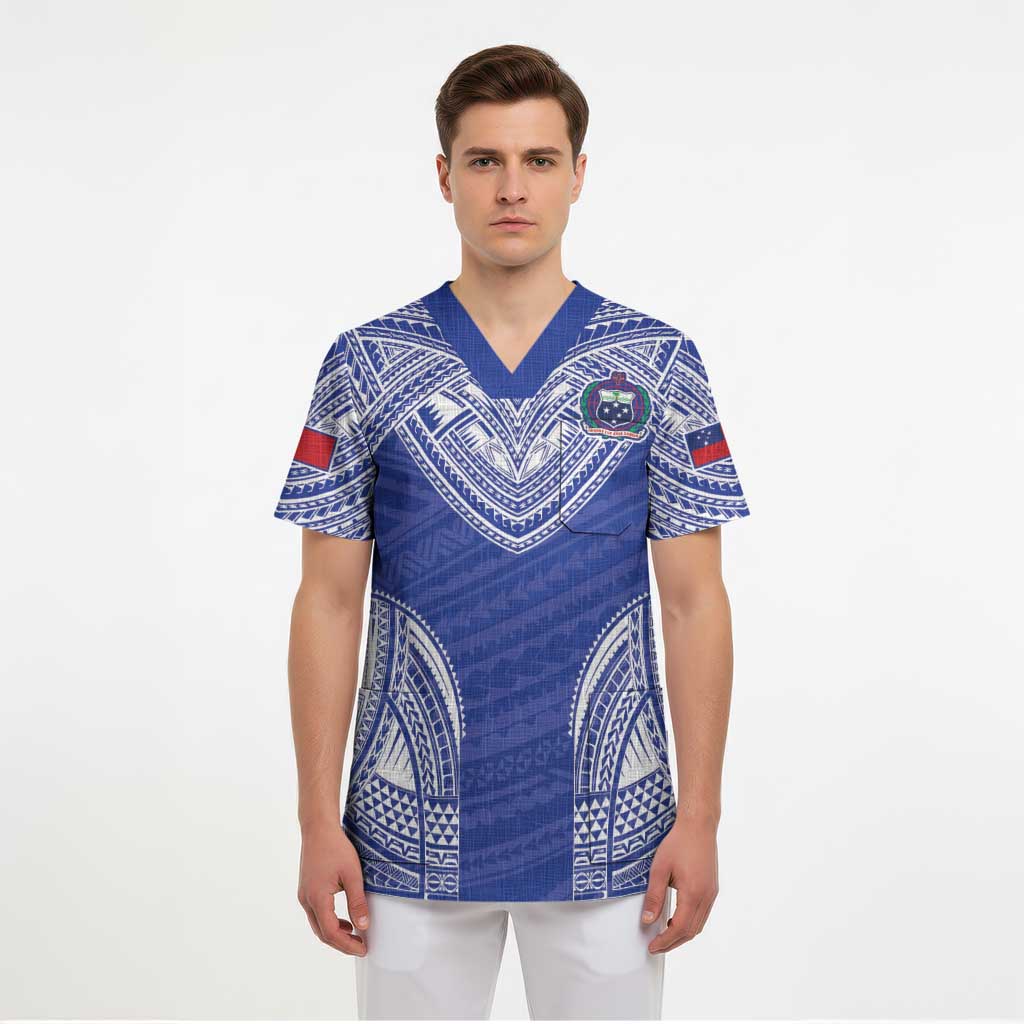 Manu Samoa Pacific Samoa Rugby Custom Scrub Top Polynesian Pattern - Polynesian Pride