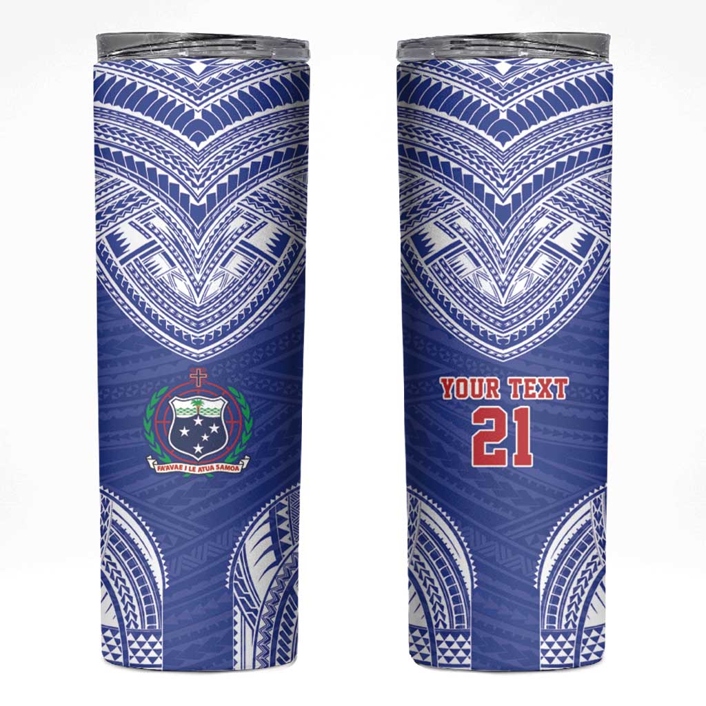 Manu Samoa Pacific Samoa Rugby Custom Skinny Tumbler Polynesian Pattern