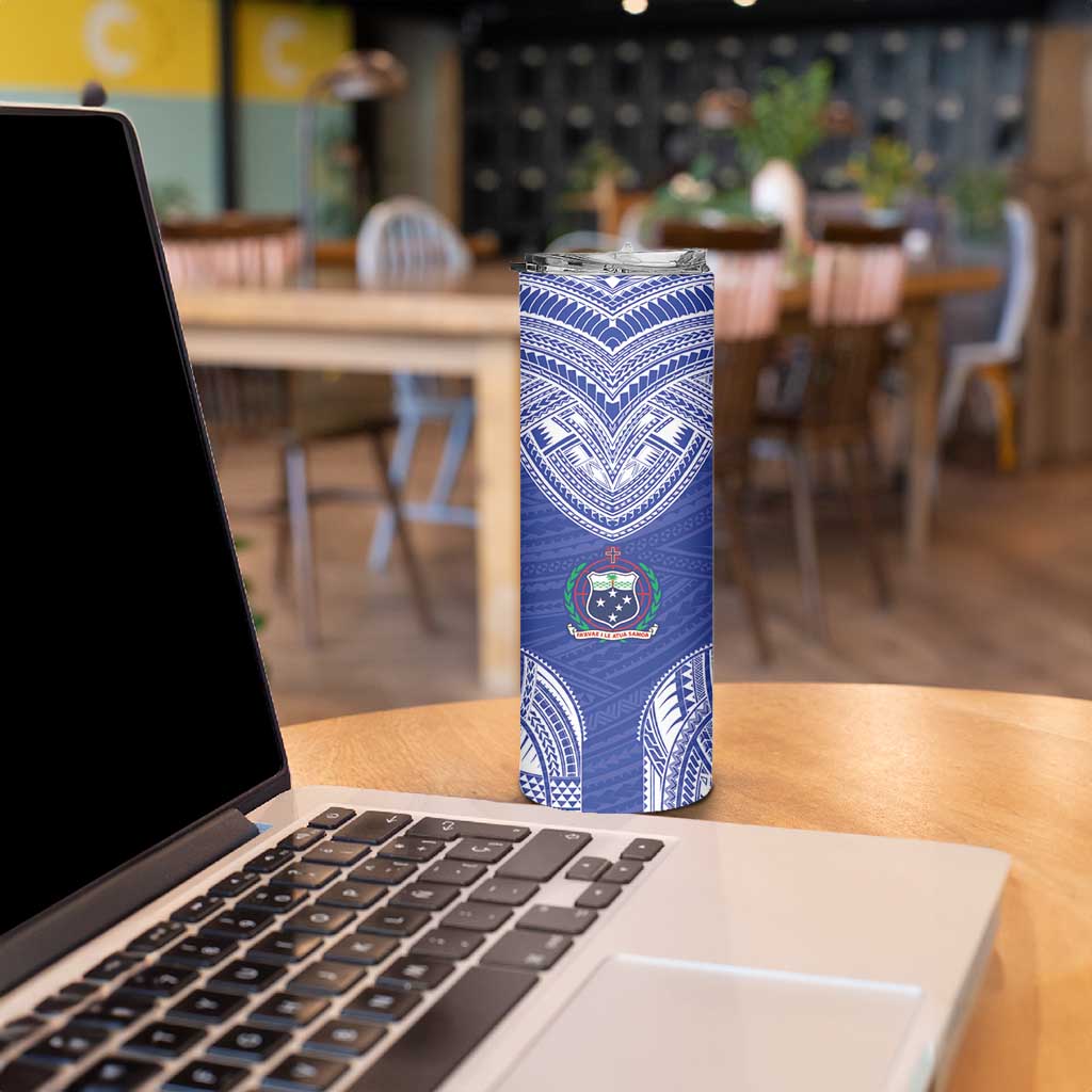 Manu Samoa Pacific Samoa Rugby Custom Skinny Tumbler Polynesian Pattern