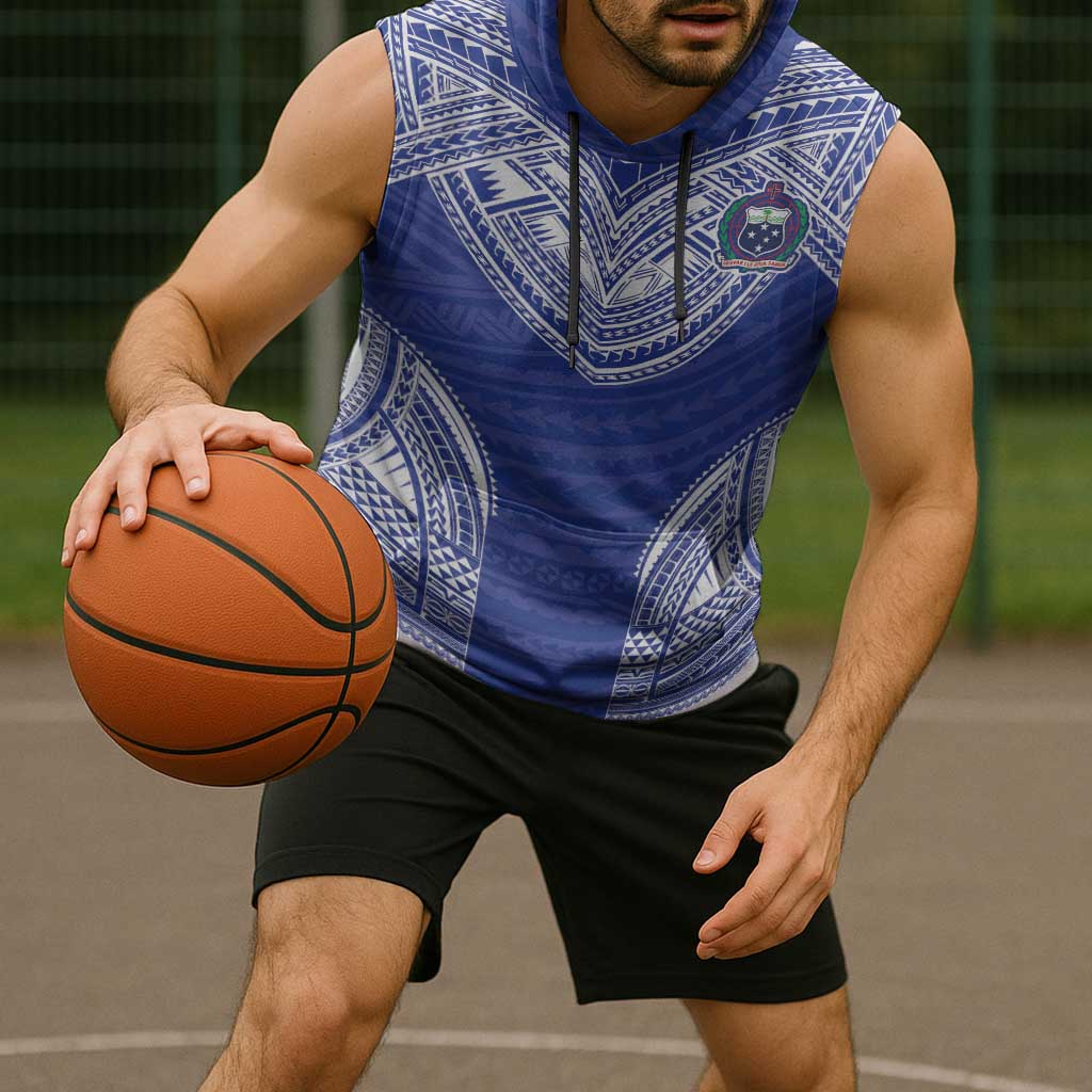 Manu Samoa Pacific Samoa Rugby Custom Sleeveless Hoodie Polynesian Pattern - Polynesian Pride