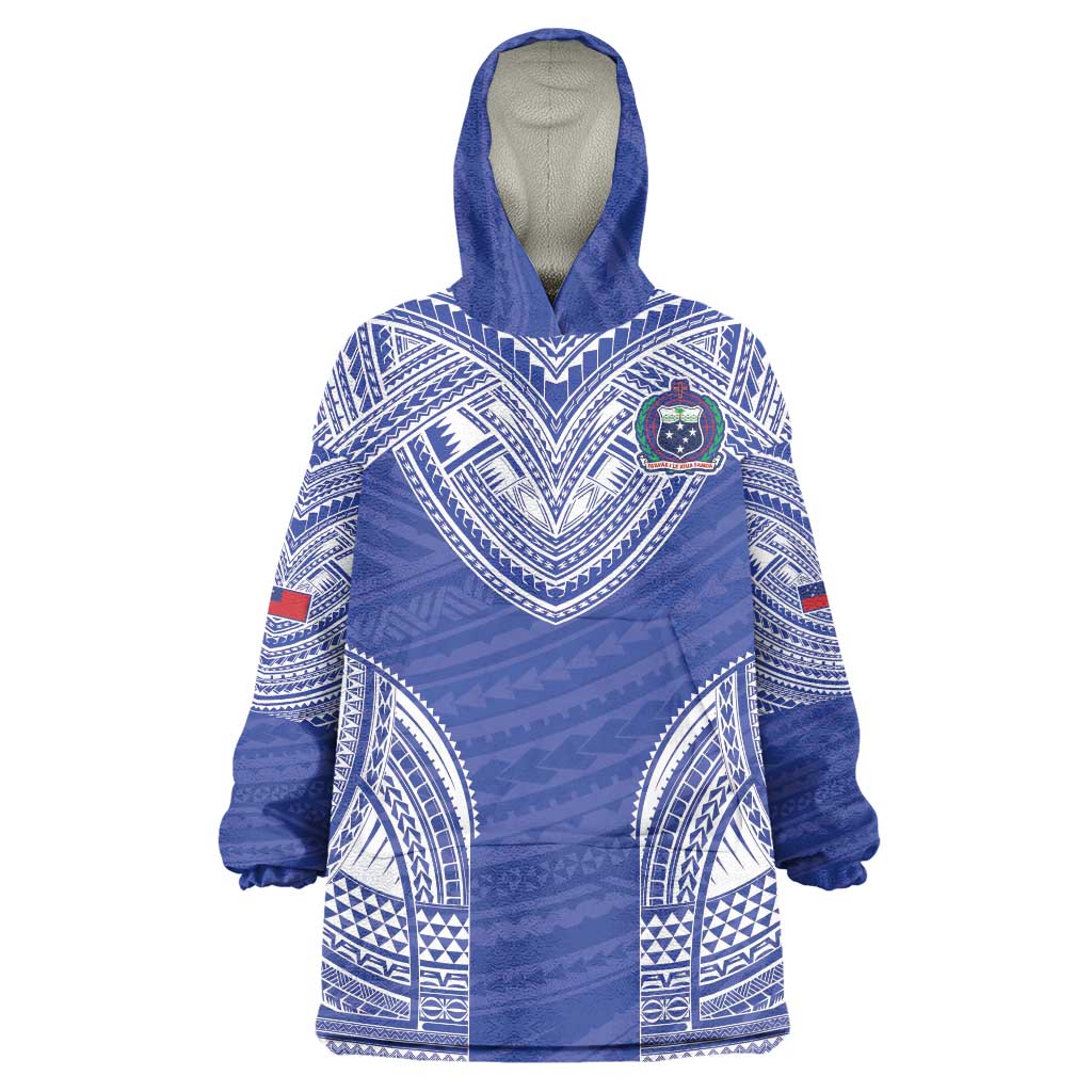 Manu Samoa Pacific Samoa Rugby Custom Wearable Blanket Hoodie Polynesian Pattern