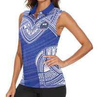 Manu Samoa Pacific Samoa Rugby Custom Women Sleeveless Polo Shirt Polynesian Pattern