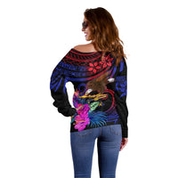 Custom American Samoa Off Shoulder Sweater Manu'a Cession Day Polynesian Tribal LT9 - Polynesian Pride