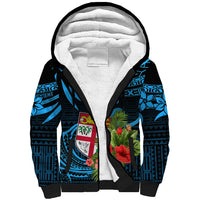 Fiji Islands Sherpa Hoodie With Polynesian Tribal Happy National Day LT9 Unisex Blue - Polynesian Pride