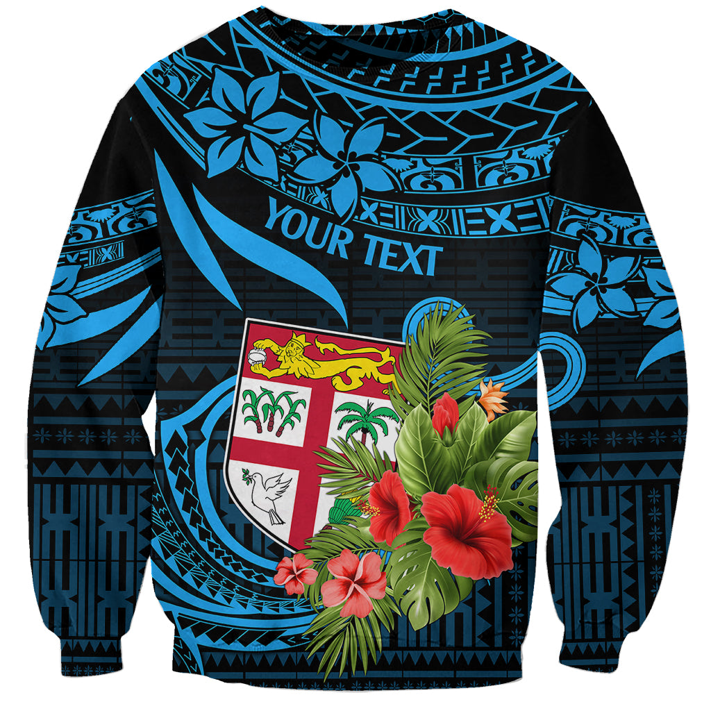 Custom Fiji Islands Sweatshirt With Polynesian Tribal Happy National Day LT9 Unisex Blue - Polynesian Pride