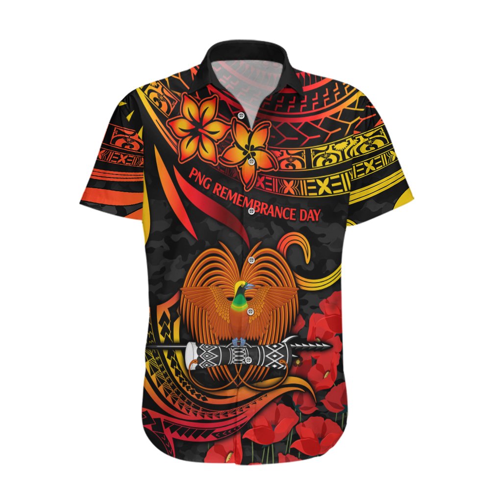 PNG Remembrance Day Hawaiian Shirt Polynesian Tribal and Poppy LT9 Red - Polynesian Pride