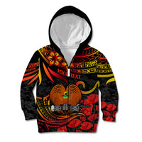 Custom PNG Remembrance Day Kid Hoodie Polynesian Tribal and Poppy LT9 - Polynesian Pride