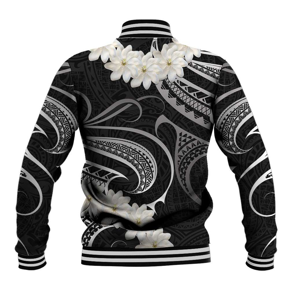White Sunday Tokelau Gardenia Thunbergia Baseball Jacket Fakamalo Atu Kia Te Koutou Uma LT9 - Polynesian Pride