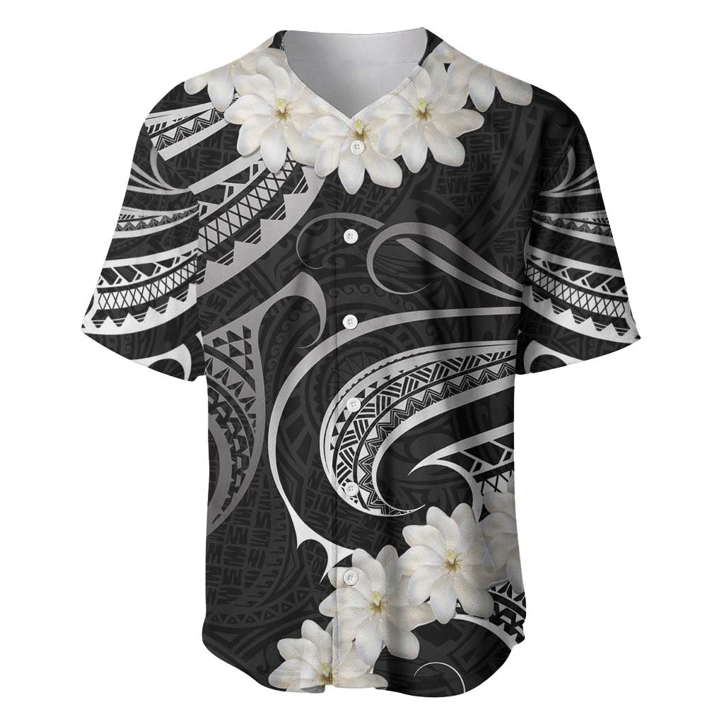 White Sunday Tokelau Gardenia Thunbergia Baseball Jersey Fakamalo Atu Kia Te Koutou Uma LT9 Black - Polynesian Pride