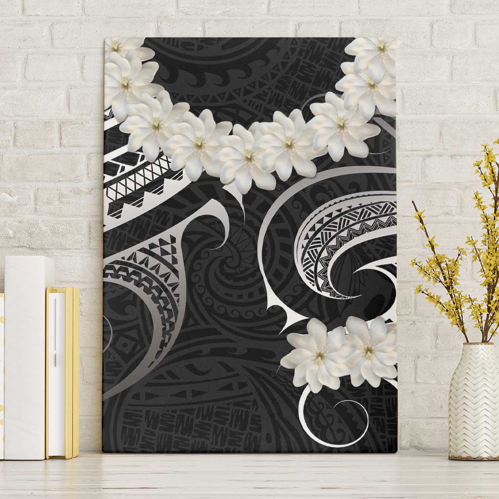 White Sunday Tokelau Gardenia Thunbergia Canvas Wall Art Fakamalo Atu Kia Te Koutou Uma LT9 Without Frame Black - Polynesian Pride
