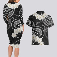 White Sunday Tokelau Gardenia Thunbergia Couples Matching Long Sleeve Bodycon Dress and Hawaiian Shirt Fakamalo Atu Kia Te Koutou Uma LT9 - Polynesian Pride