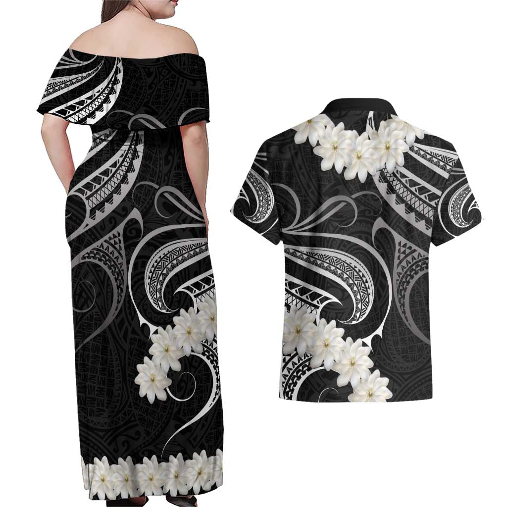 White Sunday Tokelau Gardenia Thunbergia Couples Matching Off Shoulder Maxi Dress and Hawaiian Shirt Fakamalo Atu Kia Te Koutou Uma LT9 - Polynesian Pride