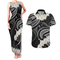 White Sunday Tokelau Gardenia Thunbergia Couples Matching Tank Maxi Dress and Hawaiian Shirt Fakamalo Atu Kia Te Koutou Uma LT9 Black - Polynesian Pride