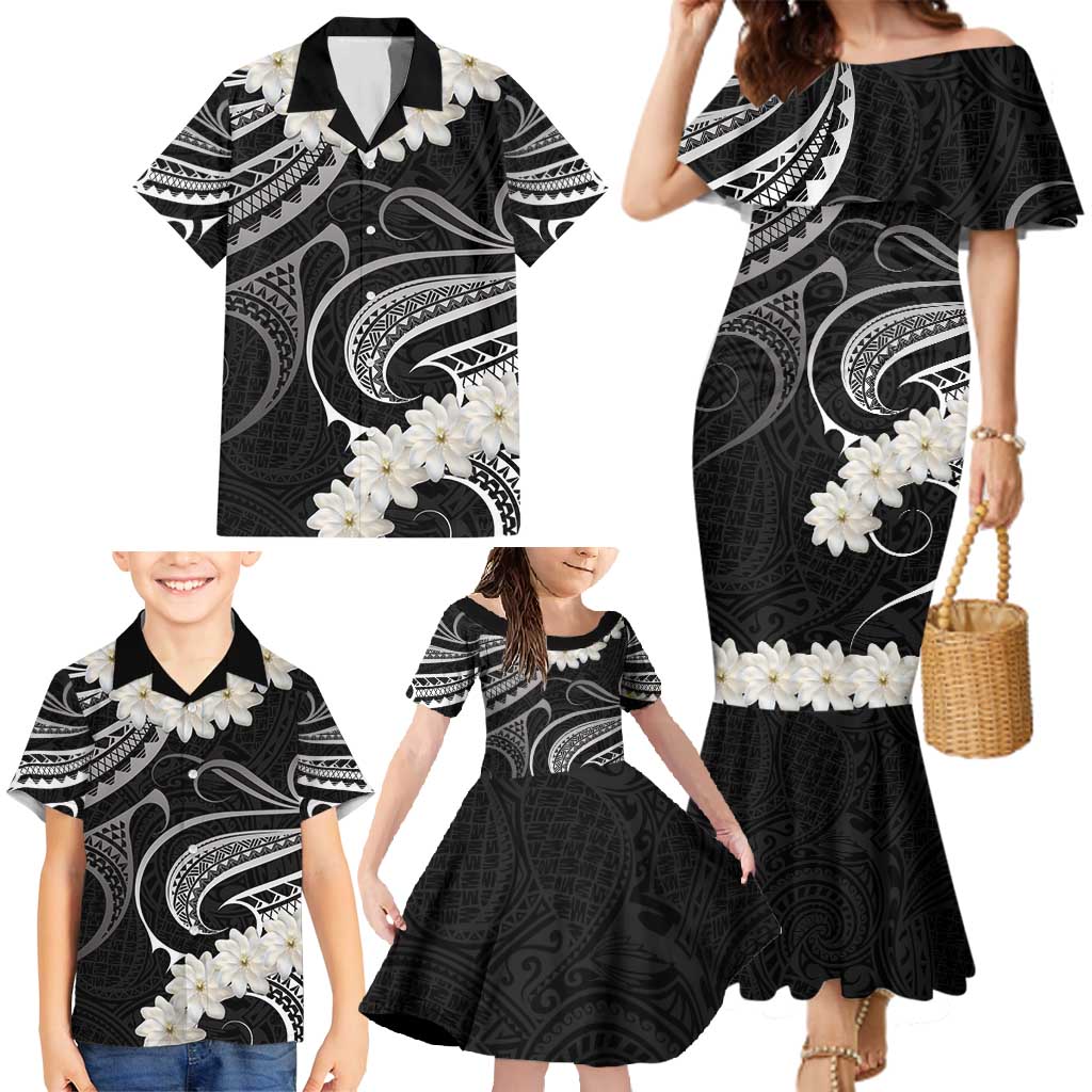 White Sunday Tokelau Gardenia Thunbergia Family Matching Mermaid Dress and Hawaiian Shirt Fakamalo Atu Kia Te Koutou Uma LT9 - Polynesian Pride