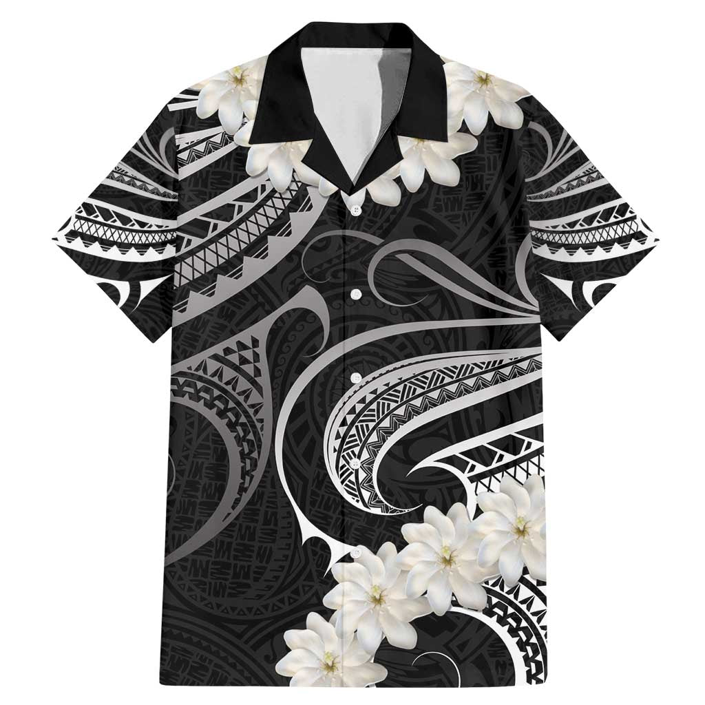 White Sunday Tokelau Gardenia Thunbergia Family Matching Mermaid Dress and Hawaiian Shirt Fakamalo Atu Kia Te Koutou Uma LT9 Dad's Shirt - Short Sleeve Black - Polynesian Pride