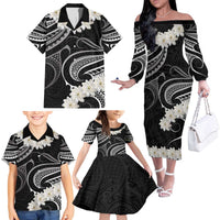 White Sunday Tokelau Gardenia Thunbergia Family Matching Off The Shoulder Long Sleeve Dress and Hawaiian Shirt Fakamalo Atu Kia Te Koutou Uma LT9 - Polynesian Pride