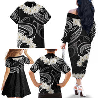 White Sunday Tokelau Gardenia Thunbergia Family Matching Off The Shoulder Long Sleeve Dress and Hawaiian Shirt Fakamalo Atu Kia Te Koutou Uma LT9 - Polynesian Pride