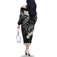 White Sunday Tokelau Gardenia Thunbergia Family Matching Off The Shoulder Long Sleeve Dress and Hawaiian Shirt Fakamalo Atu Kia Te Koutou Uma LT9 - Polynesian Pride
