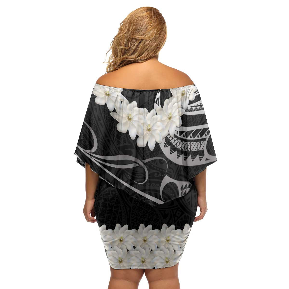 White Sunday Tokelau Gardenia Thunbergia Family Matching Off Shoulder Short Dress and Hawaiian Shirt Fakamalo Atu Kia Te Koutou Uma LT9 - Polynesian Pride