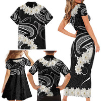 White Sunday Tokelau Gardenia Thunbergia Family Matching Short Sleeve Bodycon Dress and Hawaiian Shirt Fakamalo Atu Kia Te Koutou Uma LT9 - Polynesian Pride