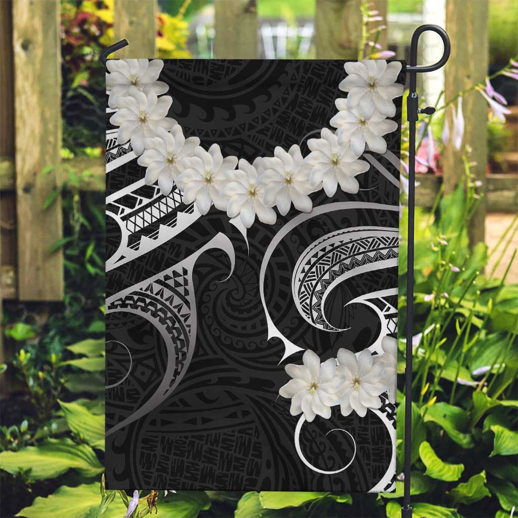White Sunday Tokelau Gardenia Thunbergia Garden Flag Fakamalo Atu Kia Te Koutou Uma LT9 Garden Flag Black - Polynesian Pride
