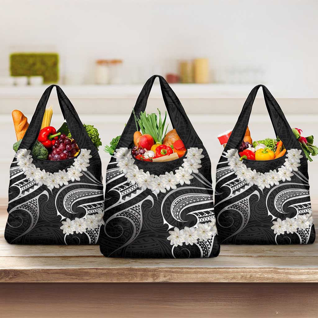 White Sunday Tokelau Gardenia Thunbergia Grocery Bag Fakamalo Atu Kia Te Koutou Uma LT9 3-pack One Size White - Polynesian Pride