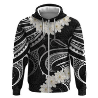 White Sunday Tokelau Gardenia Thunbergia Hoodie Fakamalo Atu Kia Te Koutou Uma LT9 Zip Hoodie Black - Polynesian Pride