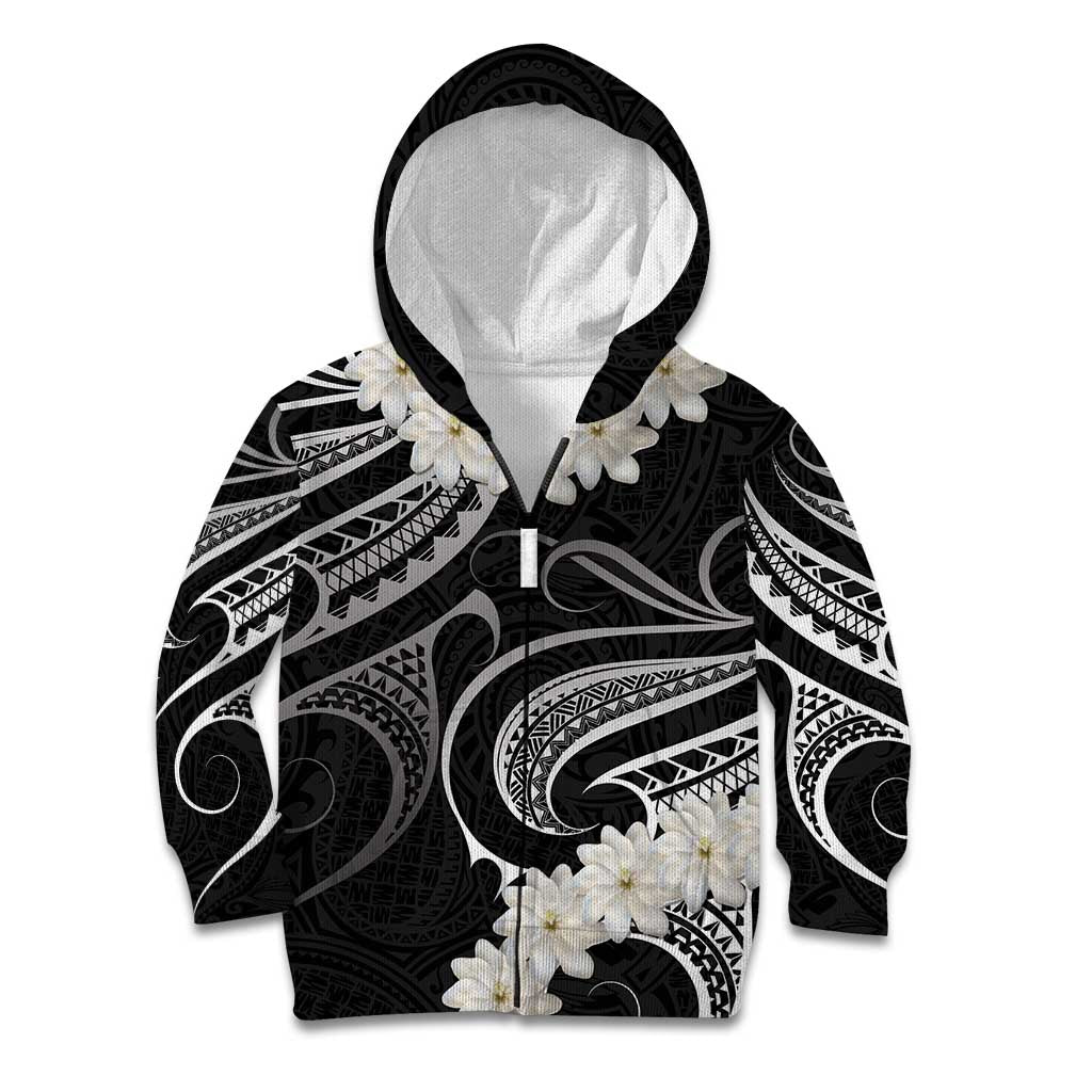 White Sunday Tokelau Gardenia Thunbergia Kid Hoodie Fakamalo Atu Kia Te Koutou Uma LT9 Zip Hoodie Black - Polynesian Pride