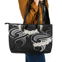 White Sunday Tokelau Gardenia Thunbergia Leather Tote Bag Fakamalo Atu Kia Te Koutou Uma LT9 - Polynesian Pride