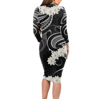White Sunday Tokelau Gardenia Thunbergia Long Sleeve Bodycon Dress Fakamalo Atu Kia Te Koutou Uma LT9 - Polynesian Pride