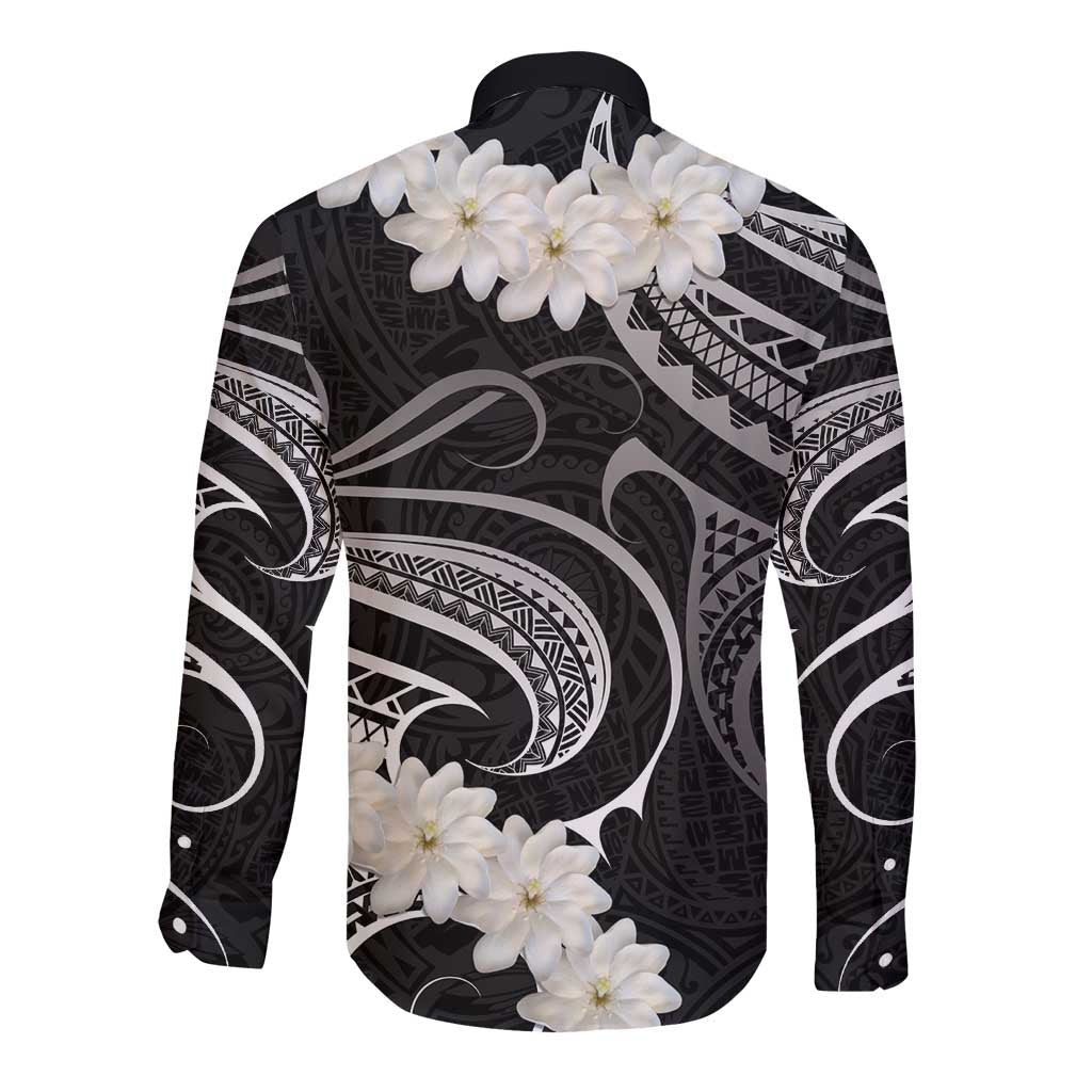 White Sunday Tokelau Gardenia Thunbergia Long Sleeve Button Shirt Fakamalo Atu Kia Te Koutou Uma LT9 - Polynesian Pride