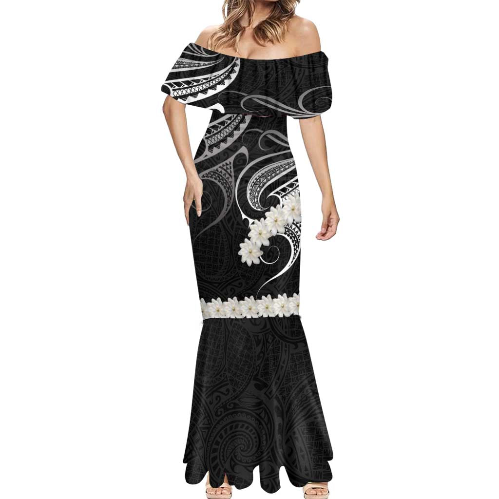 White Sunday Tokelau Gardenia Thunbergia Mermaid Dress Fakamalo Atu Kia Te Koutou Uma LT9 - Polynesian Pride