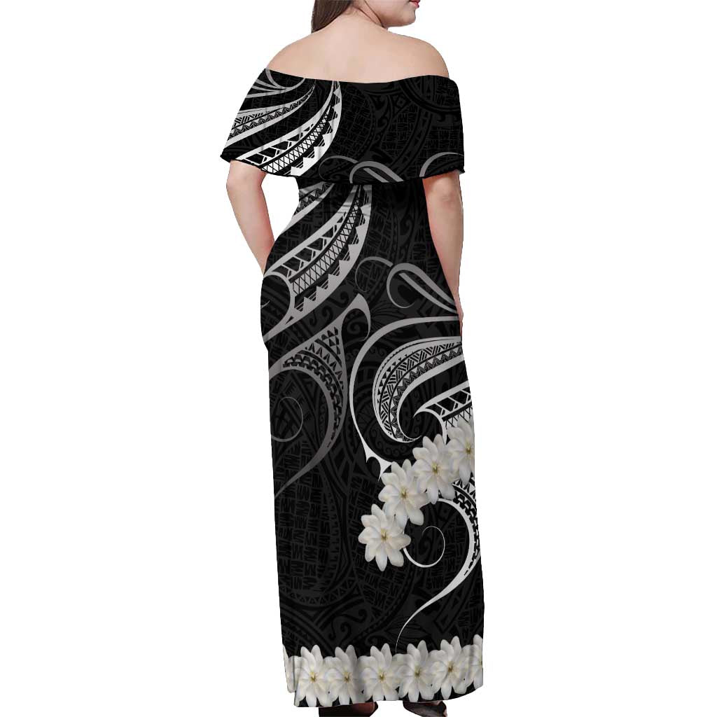 White Sunday Tokelau Gardenia Thunbergia Off Shoulder Maxi Dress Fakamalo Atu Kia Te Koutou Uma LT9 - Polynesian Pride