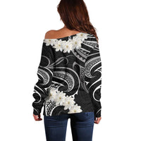 White Sunday Tokelau Gardenia Thunbergia Off Shoulder Sweater Fakamalo Atu Kia Te Koutou Uma LT9 - Polynesian Pride