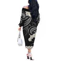 White Sunday Tokelau Gardenia Thunbergia Off The Shoulder Long Sleeve Dress Fakamalo Atu Kia Te Koutou Uma LT9 - Polynesian Pride