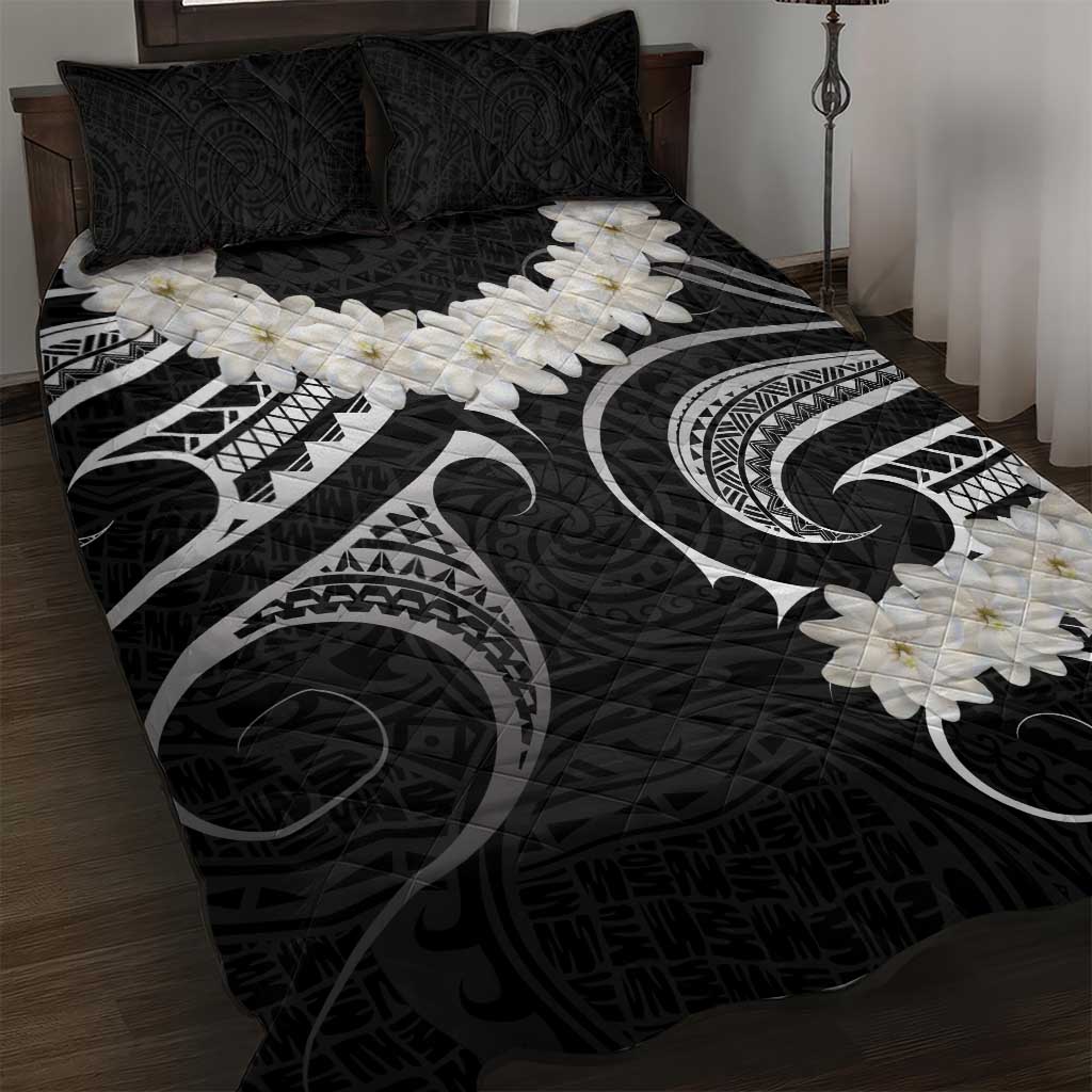White Sunday Tokelau Gardenia Thunbergia Quilt Bed Set Fakamalo Atu Kia Te Koutou Uma LT9 Black - Polynesian Pride
