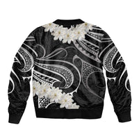 White Sunday Tokelau Gardenia Thunbergia Sleeve Zip Bomber Jacket Fakamalo Atu Kia Te Koutou Uma LT9 - Polynesian Pride